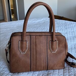 Louis Cardy - Sophisticated Brown Satchel with Gold Hardware